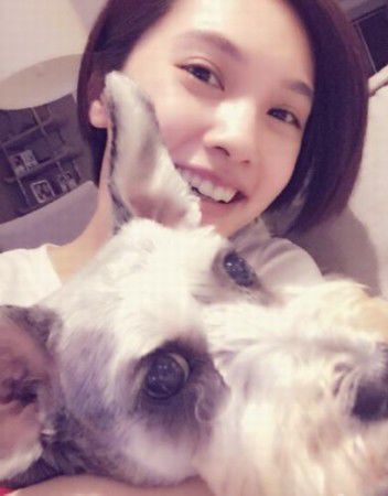 短发美美哒!杨丞琳与狗狗合照 露甜笑瞪眼搞怪